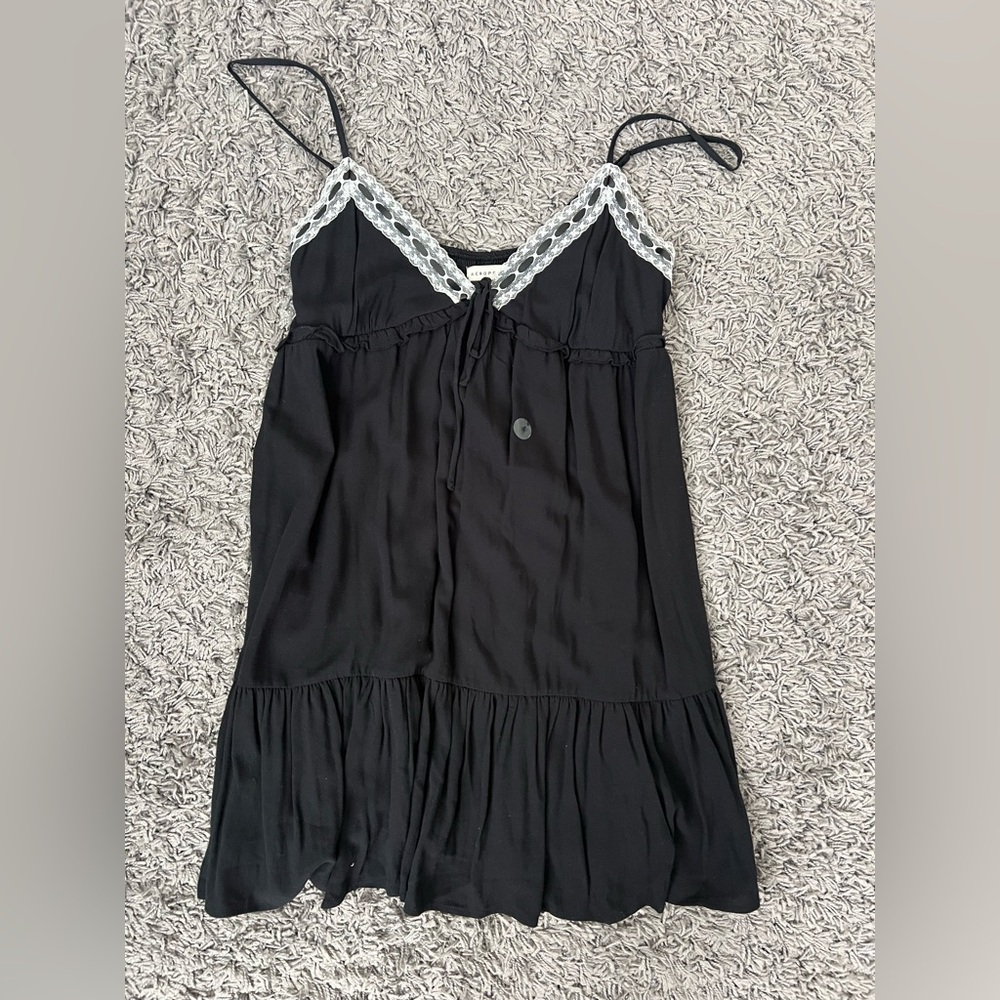 Aeropostale Black Spaghetti Strap Dress with Lace Trim